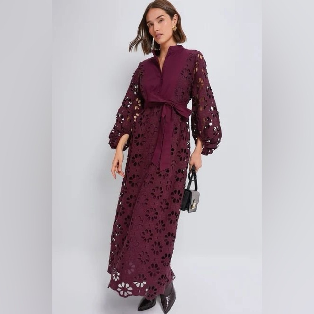 Tuckernuck Wine Eyelet Maxi Dress - Picture 4 of 5